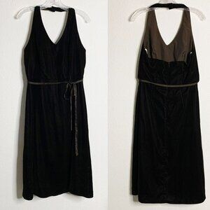 David’s Bridal Short Brown Velvet Halter Bridesmaid Dress